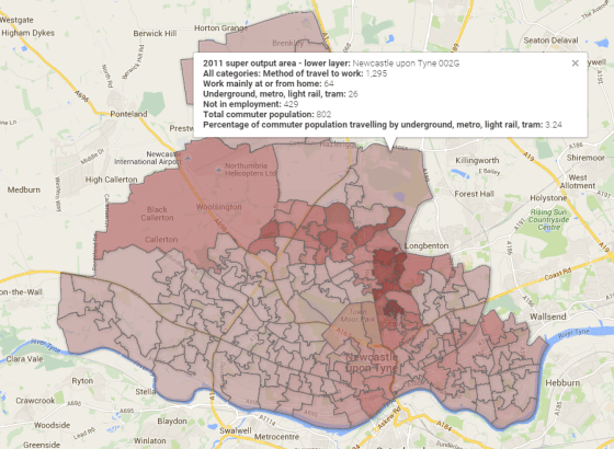 Percent travelling by metro