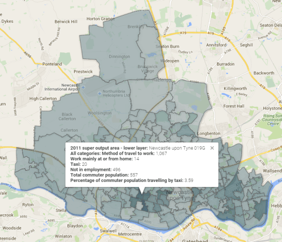 Percent travelling by taxi